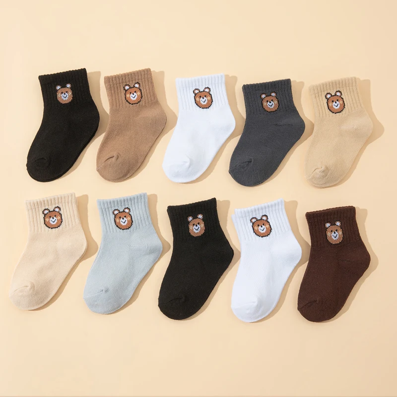 10-Pack Cute Bear Baby Socks for Boys & Girls 🐻